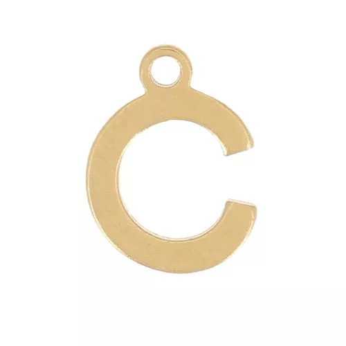 Ciondolo lettera alfabeto 7 mm - C - acciaio inox dorato x1