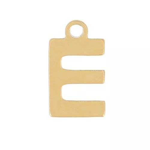 Ciondolo lettera alfabeto 7 mm - E - acciaio inox dorato x1