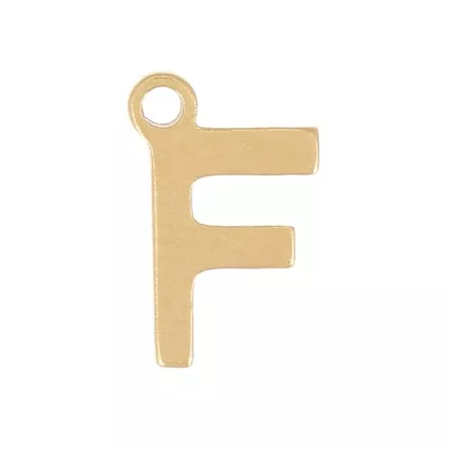 Ciondolo lettera alfabeto 7 mm - F - acciaio inox dorato x1