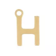 Ciondolo lettera alfabeto 7 mm - H - acciaio inox dorato x1