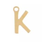 Ciondolo lettera alfabeto 7 mm - K - acciaio inox dorato x1