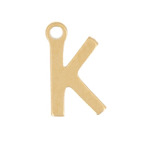 Ciondolo lettera alfabeto 7 mm - K - acciaio inox dorato x1