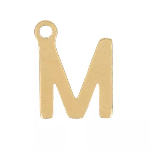 Ciondolo lettera alfabeto 7 mm - M - acciaio inox dorato x1