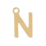 Ciondolo lettera alfabeto 7 mm - N - acciaio inox dorato x1