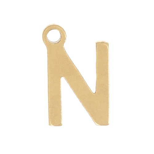 Ciondolo lettera alfabeto 7 mm - N - acciaio inox dorato x1
