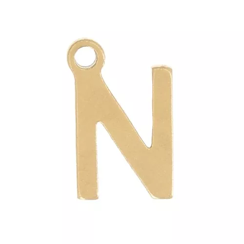 Ciondolo lettera alfabeto 7 mm - N - acciaio inox dorato x1