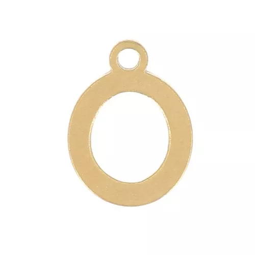 Ciondolo lettera alfabeto 7 mm - O - acciaio inox dorato x1