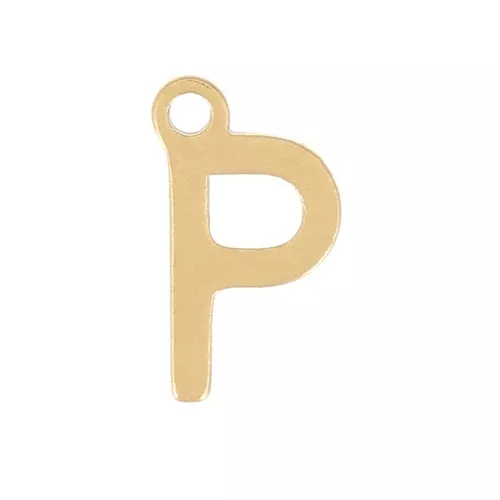 Ciondolo lettera alfabeto 7 mm - P - acciaio inox dorato x1
