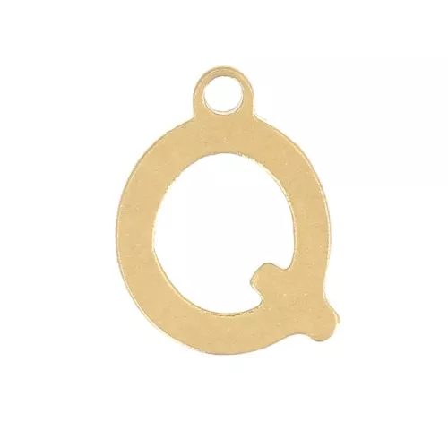 Ciondolo lettera alfabeto 7 mm - Q - acciaio inox dorato x1