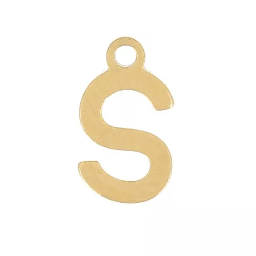 Ciondolo lettera alfabeto 7 mm - S - acciaio inox dorato x1