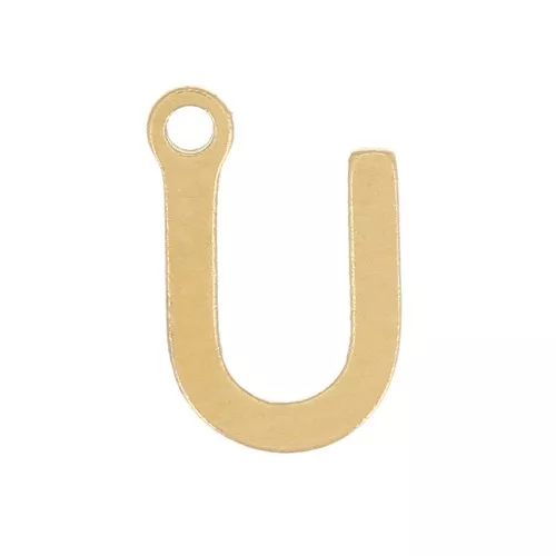 Ciondolo lettera alfabeto 7 mm - U - acciaio inox dorato x1