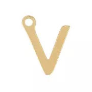 Ciondolo lettera alfabeto 7 mm - V - acciaio inox dorato x1