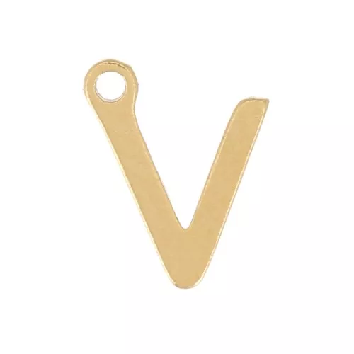 Ciondolo lettera alfabeto 7 mm - V - acciaio inox dorato x1