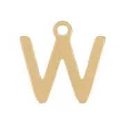 Ciondolo lettera alfabeto 7 mm - W - acciaio inox dorato x1