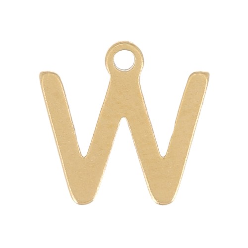 Ciondolo lettera alfabeto 7 mm - W - acciaio inox dorato x1