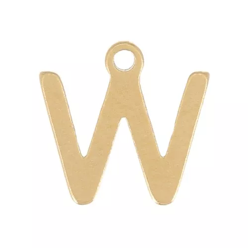 Ciondolo lettera alfabeto 7 mm - W - acciaio inox dorato x1