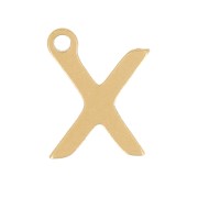 Ciondolo lettera alfabeto 7 mm - X - acciaio inox dorato x1