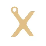 Ciondolo lettera alfabeto 7 mm - X - acciaio inox dorato x1