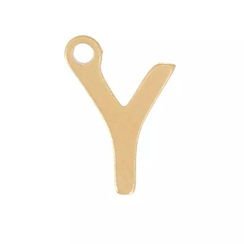 Ciondolo lettera alfabeto 7 mm - Y - 304 acciaio inox dorato x1