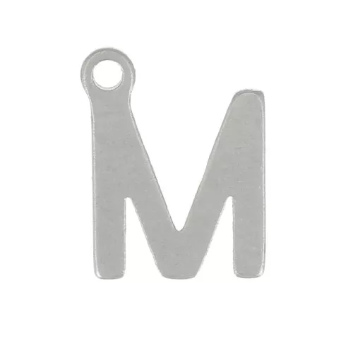 Ciondolo a forma di lettera dell'alfabeto da 7 mm - M - Acciaio inossidabile 304 x1