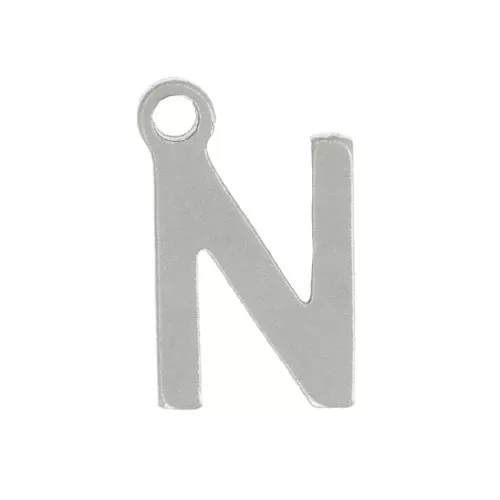 Ciondolo lettera alfabetica 7 mm - N - Acciaio inox 304 x1