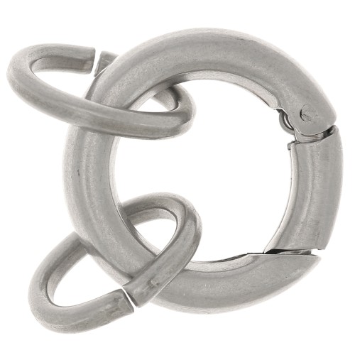 Chiusura a moschettone rotonda da 21 mm con 2 anelli aperti - Acciaio inox 316L x1