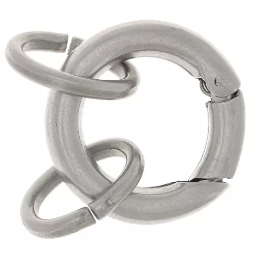 Chiusura a moschettone rotonda da 21 mm con 2 anelli aperti - Acciaio inox 316L x1