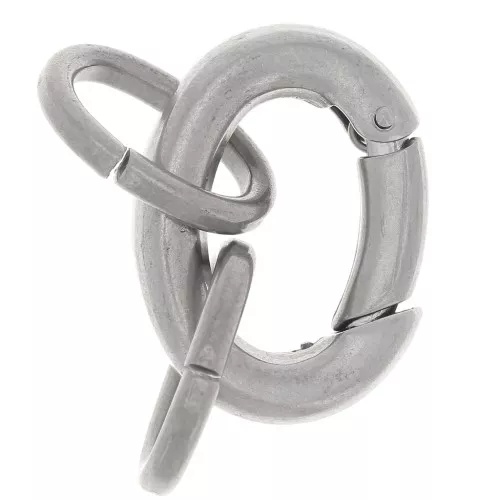 Chiusura a moschettone ovale 21x16 mm con 2 anelli aperti - Acciaio inossidabile 316L