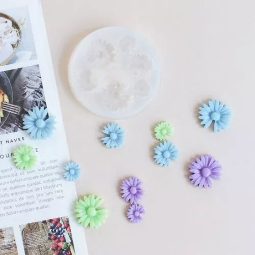 Stampo in silicone per la realizzazione di cabochon di fiori di crisantemo - Trasparente x1