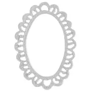 Pendente ovale chandelier 41x29 mm effetto pizzo - Argento x1