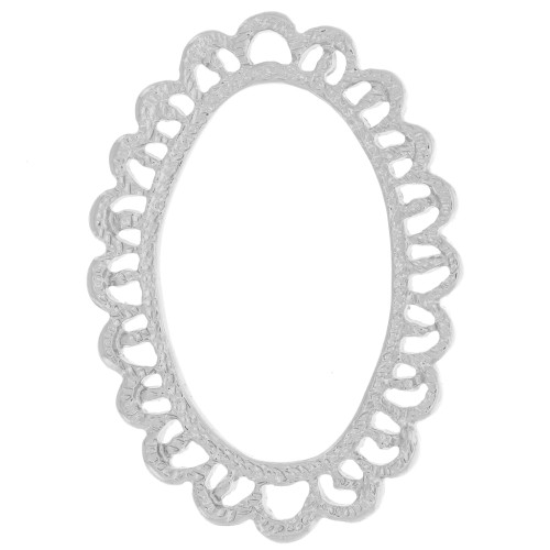 Pendente ovale chandelier 41x29 mm effetto pizzo - Argento x1