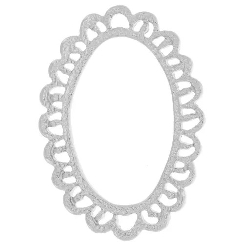 Pendente ovale chandelier 41x29 mm effetto pizzo - Argento x1