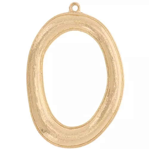 Pendente ovale irregolare con texture curva 43x29 mm - Dorato x1