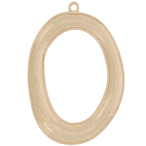 Pendente ovale irregolare curvato 43x29 mm - Dorato satinato x1