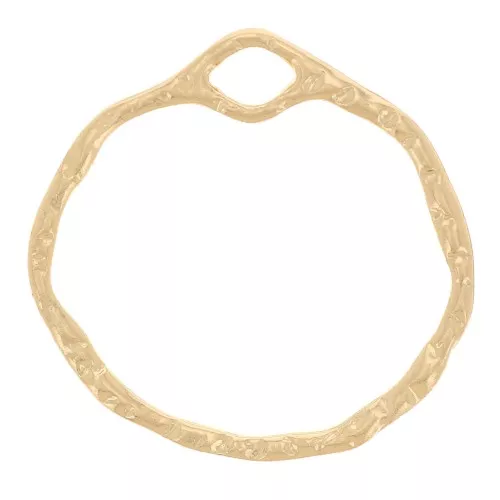 Pendente forma di cerchio irregolare martellato 22 mm - Dorato x1