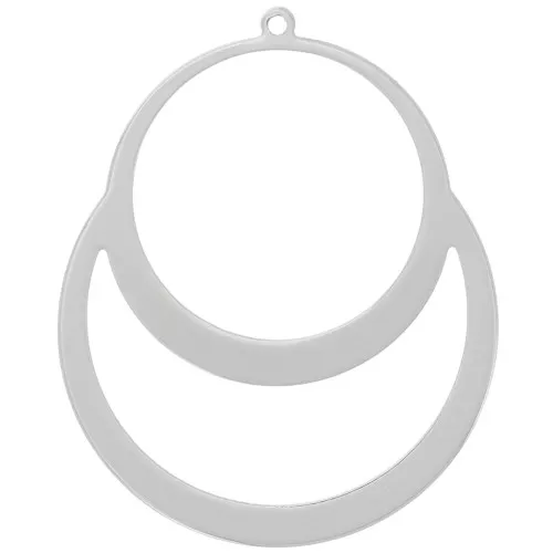 Pendente forma di doppio cerchio 49x40 mm - Rodio x1