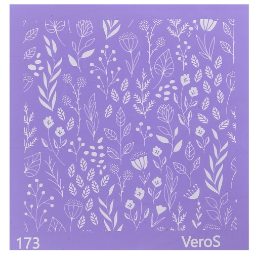 Silk Screen VeroS per pasta polimerica 90x90mm -Disegno di fiori e foglie n°173 x1