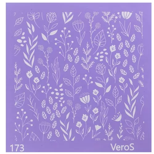 Silk Screen VeroS per pasta polimerica 90x90mm -Disegno di fiori e foglie n°173 x1