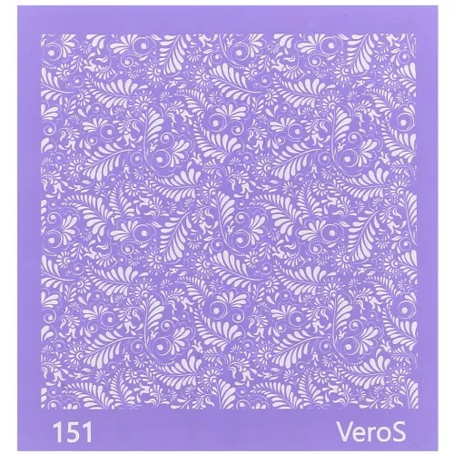 Silk Screen VeroS per pasta polimerica 90x90mm - motivo arabesco e foglia n°151 x1
