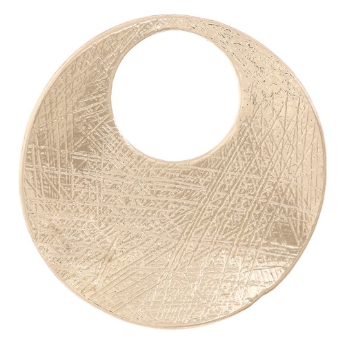 Pendente rotondo irregolare striato 24 mm - dorato satinato x1