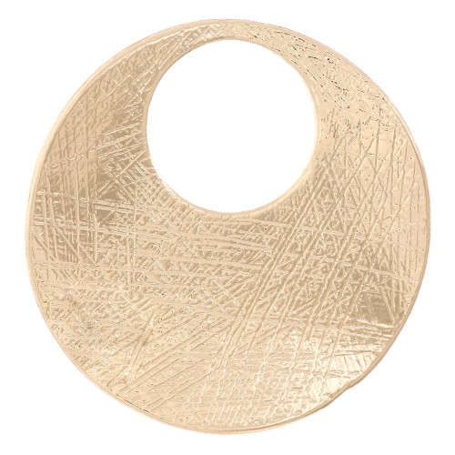 Pendente rotondo irregolare striato 24 mm - Dorato x1