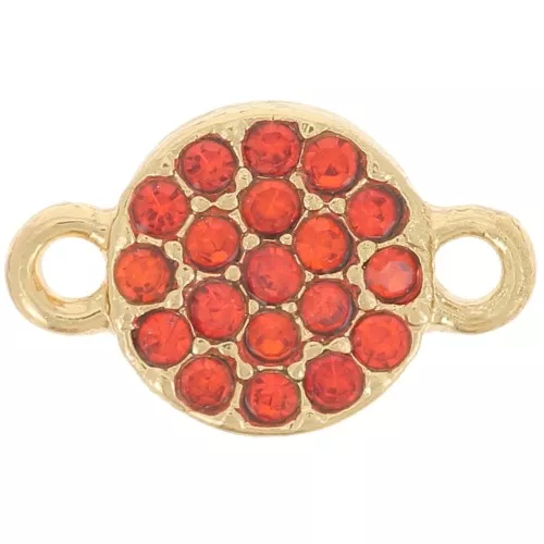 Distanziatore rotondo da 7 mm con strass - Oro - Arancione x1
