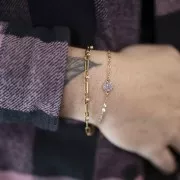 Distanziatore rotondo da 7 mm con strass - Oro - Rosso x1