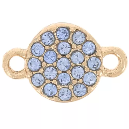 Distanziatore rotondo da 7 mm con strass - Oro - Azzurro x1