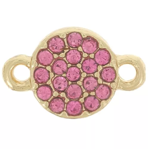 Distanziatore di strass rotondo da 7 mm - Oro - Rosa x1