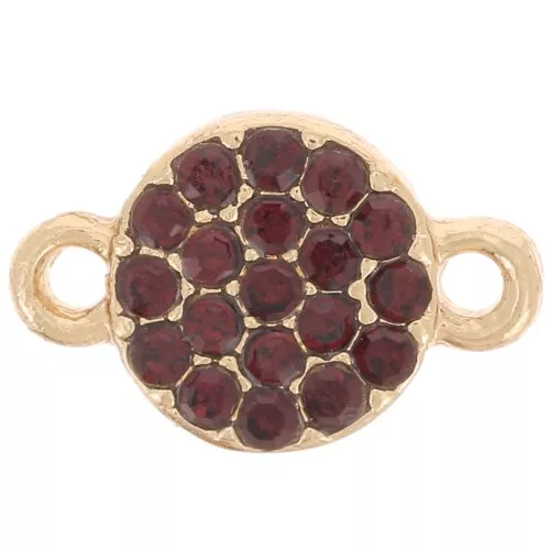 Distanziatore rotondo 7 mm con strass - Oro - Cognac x1