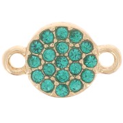 Distanziatore rotondo 7 mm con strass - Oro - Blu petrolio x1