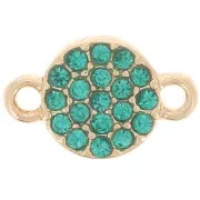 Distanziatore rotondo 7 mm con strass - Oro - Blu petrolio x1