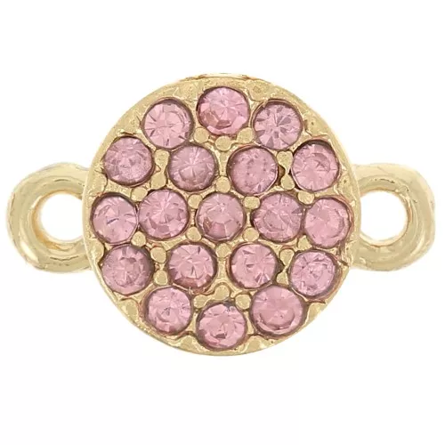 Distanziatore di strass rotondo da 7 mm - Oro - Rosa chiaro x1