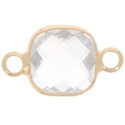 Distanziatore quadrato 15x9 mm in vetro sfaccettato - Oro - Trasparente x1|raw }}